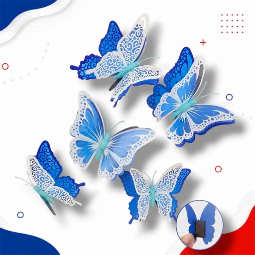 [JJJ253165] MARIPOSA 3D CON IMAN AZUL