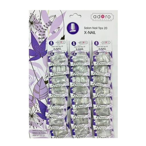 [15121] UÑAS X-NAIL TRANSPARENTE CORTA COMPLETA X24pq
