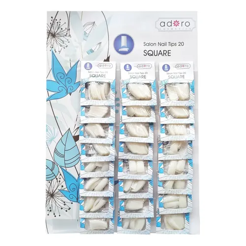 [15119] UÑAS SQUARE BLANCA  MEDIA LUNA LARGA CURVA X24pq