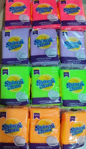 SHINE & CLEAN ESPONJAS x12und (COLORES)