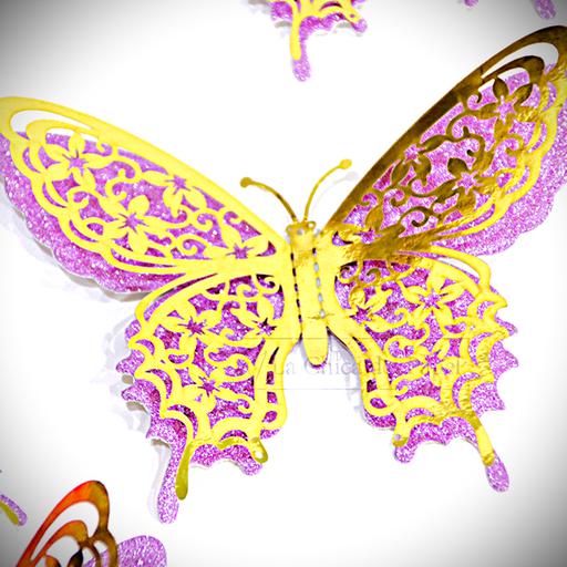 [JJJ251612] SET DE MARIPOSA PLATA 3D