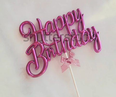 [JJJ253053] TOPPER TORTA PASTEL HAPPY BIRTHDAY FUCSIA