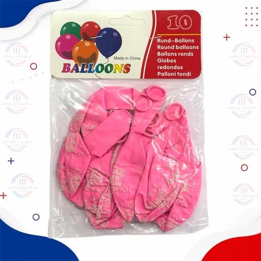 [JJJ253071] BOMBA FELIZ CUMPLEAÑOS X10PCS ROSADA