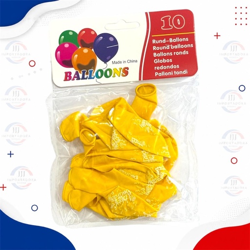 [JJJ253071] BOMBA FELIZ CUMPLEAÑOS X10PCS AMARILLA