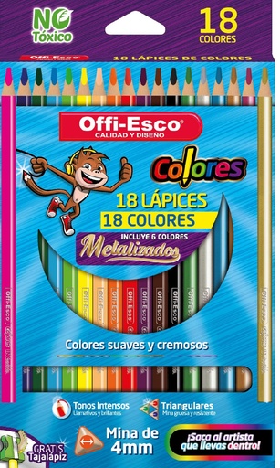 [OE-141] OFFI-ESCO COLOR LARGO 4mm (6metalizado)X18und  