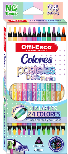 [OE-137] OFFI-ESCO COLOR DOBLE PUNTA PASTEL 4mm X12/24 