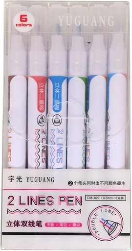 [DM-822] YUGUANG MARCADOR 1 PUNTA 2 COLORES X6und