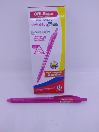 [OE-053F] OFFI-ESCO LAPICERO RETRACTIL 0.7mm X12und FUCSIA