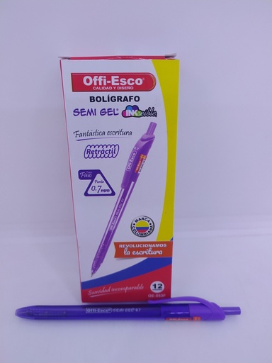 [OE-053F] OFFI-ESCO LAPICERO RETRACTIL 0.7mm X12und MORADO