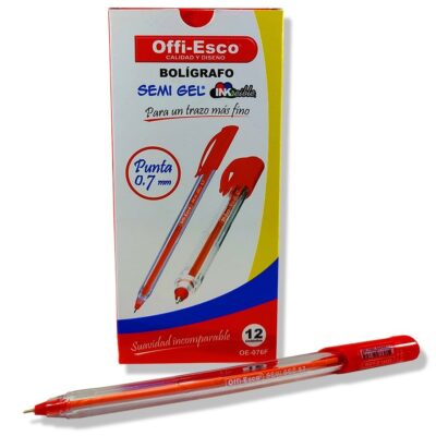 [OE-076F] OFFI-ESCO LAPICERO TRAZO FINO 0.7mm X12und ROJO