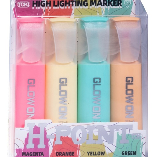 [TK003-4] RESALTADOR GLOW ON H-POINT PASTEL X4und