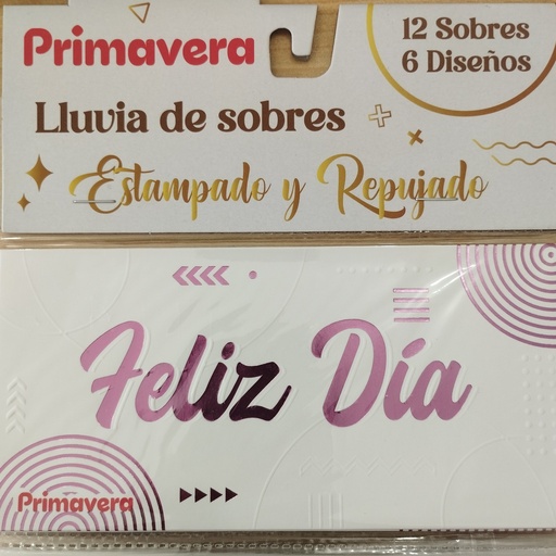 PRIMAVERA LLUVIA DE SOBRES BLANCO T.O. REPUJADO X12und