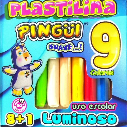 PINGUI PLASTILINA CORTA X9 COLORES