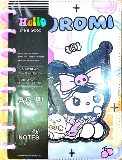 [JJJ253327] CUADERNO ARGOLLA GRANDE KUROMI A5PMG007