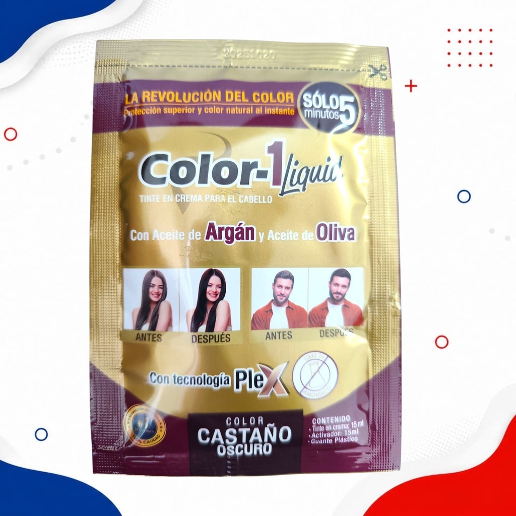 COLOR 1 TINTE LIQUIDO SOBRE CASTAÑO OSCURO X30ml  