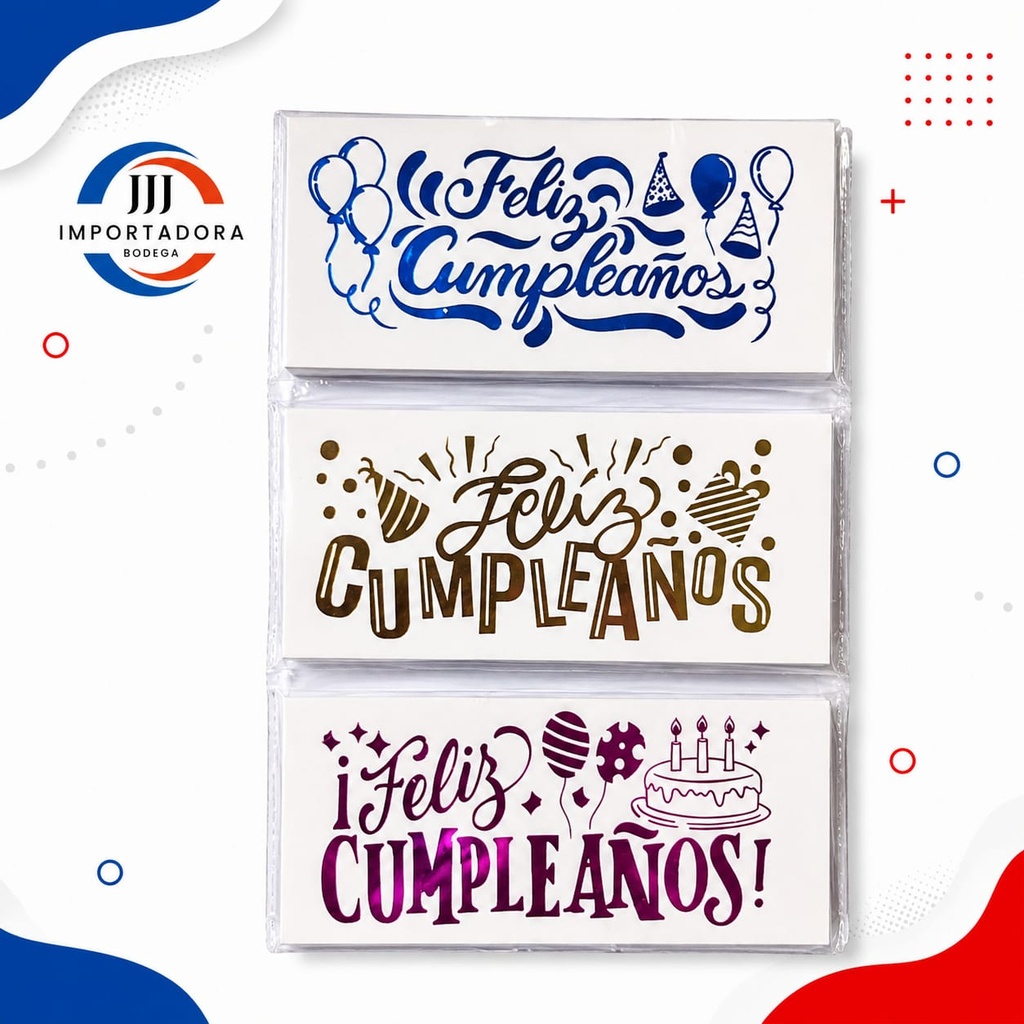 LLUVIA DE SOBRES ESTAMPADO BLANCO X12 UND CUMPLEAÑOS