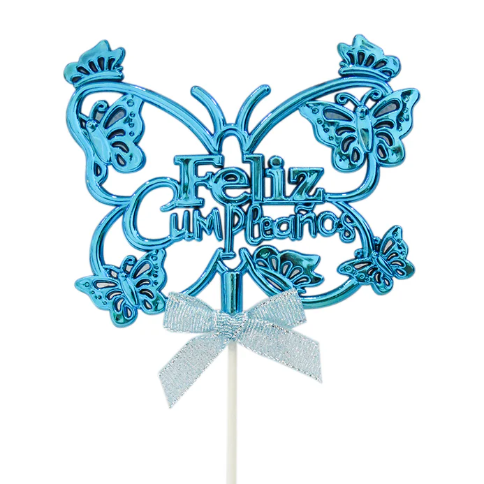DECORACION TOPPER PASTEL CUMPLEAÑOS AZUL
