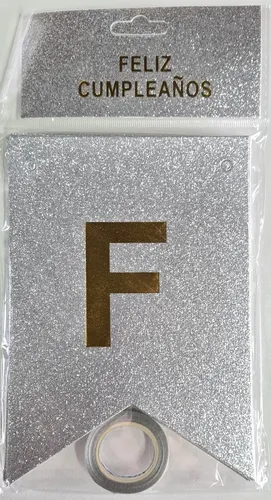BANDERIN FELIZ CUMPLEAÑOS ESCAR. PLATA