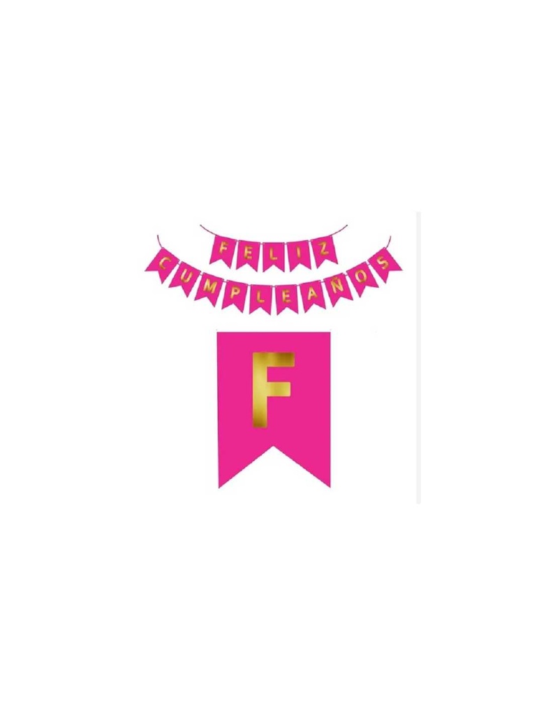BANDERIN FELIZ CUMPLEAÑOS LISO FUCSIA