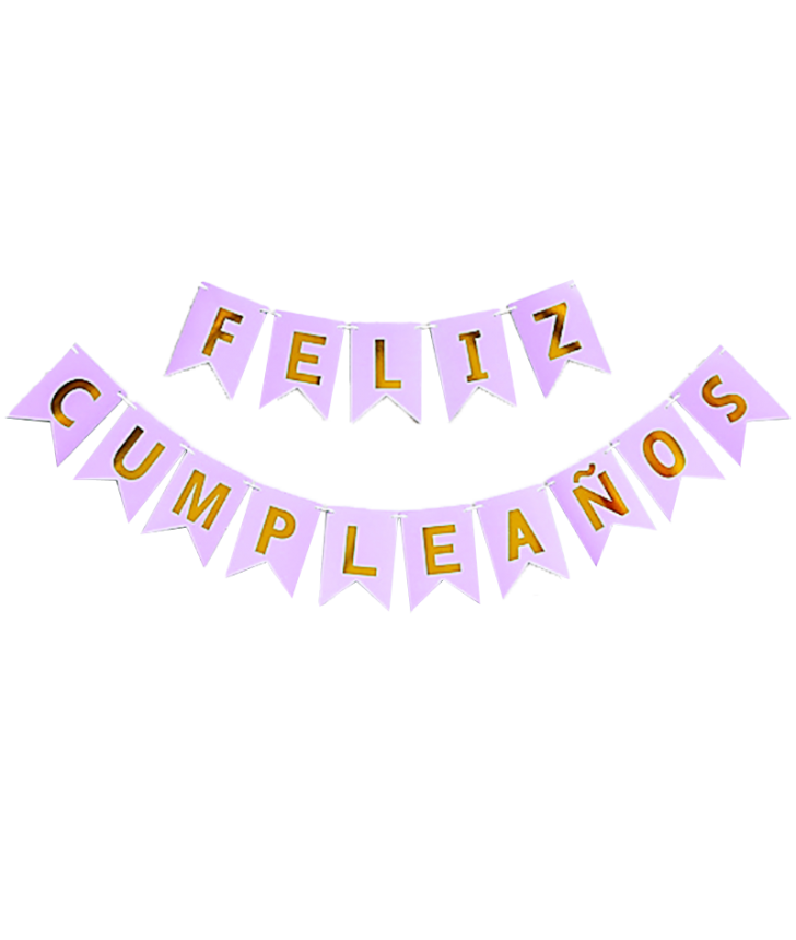 BANDERIN FELIZ CUMPLEAÑOS LISO LILA