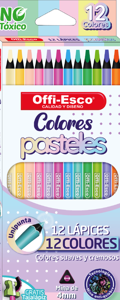 OFFI-ESCO COLOR LARGO PASTEL 4mm X12und 