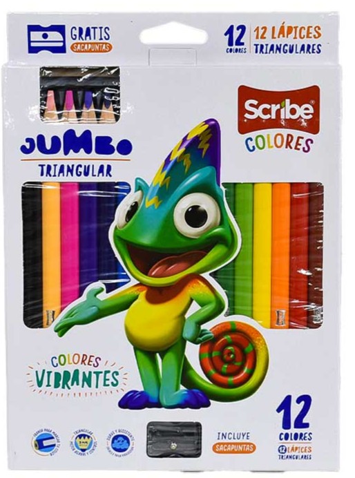 SCRIBE COLORES JUMBO TRIANGULARES X12und