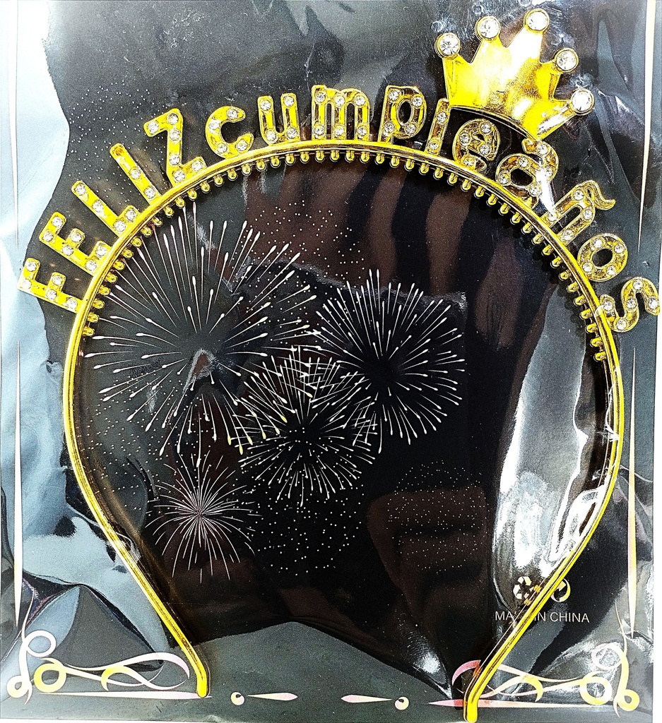 DIADEMA FELIZ CUMPLEAÑOS DORADA