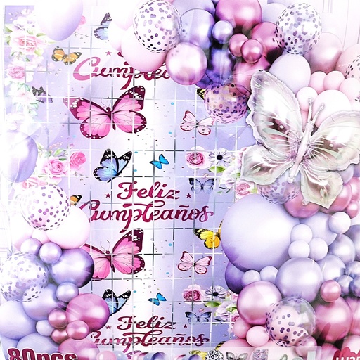 [JJJ251580] BOUQUET DE GLOBOS LILA MARIPOSA