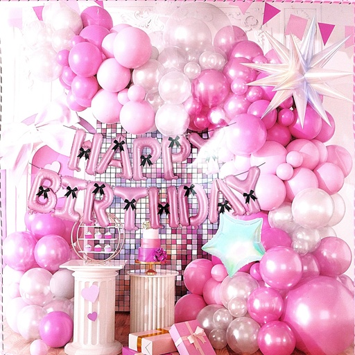 [SR-737] BOUQUET DE GLOBOS ROSADO + MOÑO + ESTRELLA