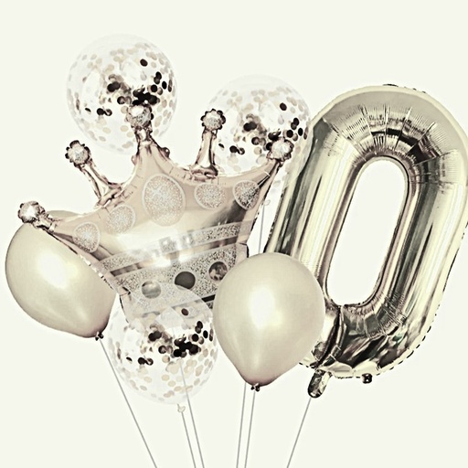 [JJJ253112] BOUQUET DE GLOBOS PLATEADO X5PCS 1