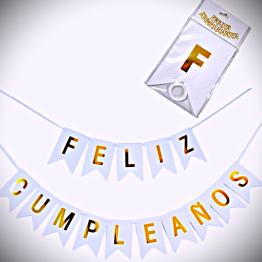 [JJJ251528] BANDERIN FELIZ CUMPLEAÑOS LISO BLANCO