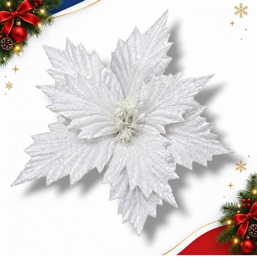 [JJJ260370] FLOR NAVIDAD BLANCO 30 CM 