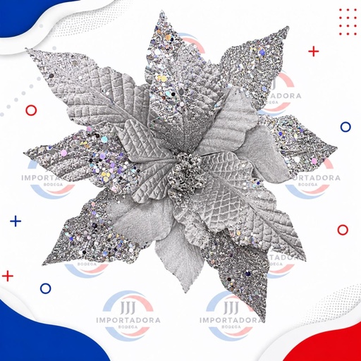[JJJ260385] FLOR NAVIDAD PLATEADA 37 CM 