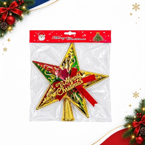 [JJJ260035] DECORACION NAVIDAD ESTRELLA DOBLE CARA 19*20CM 