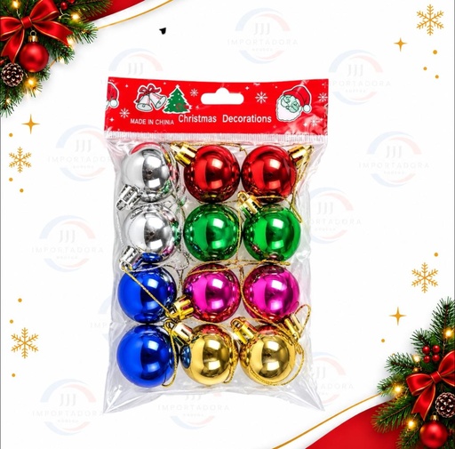 [JJJ260038] DECORACION NAVIDAD BOLAS NAVIDAD SURT  3 CM X 12 PCS