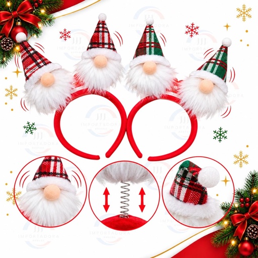 [JJJ260108] DIADEMA NAVIDEÑA SALTARINA PAPA NOEL BARBUDO