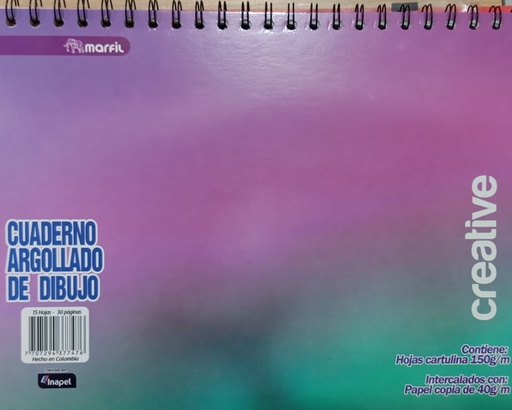 CUADERNO ARGOLLADO DE DIBUJO 15 HOJAS MARFIL NIÑO