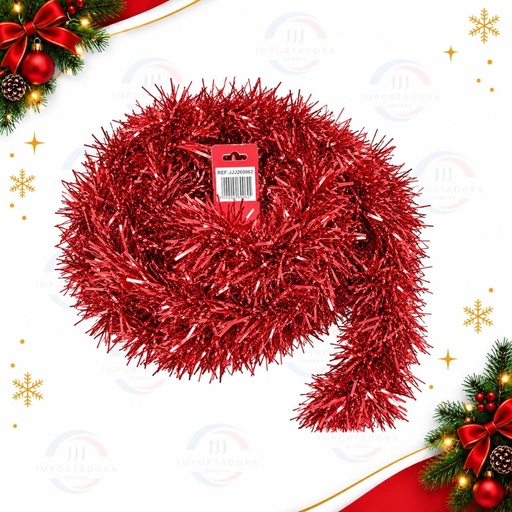 [JJJ260062 / JJJ0721] GUIRNALDA LINEAL ROJO METALIZADO 9CM 3.5MT 