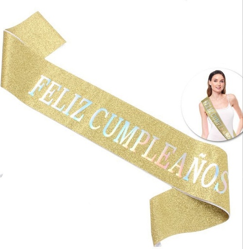 [JJJ253034] BANDA FELIZ CUMPLEAÑOS DORADO