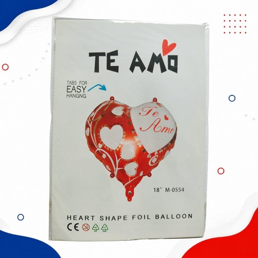 [M-0554] GLOBO METALIZADO TE AMO RJ CON BL R18