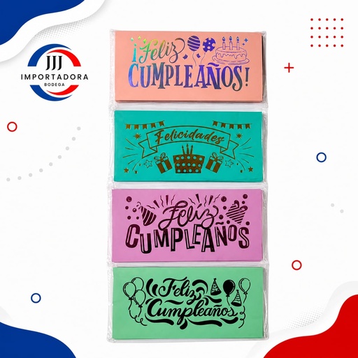 LLUVIA DE SOBRES ESTAMPADO PASTEL X12und CUMPLEAÑOS