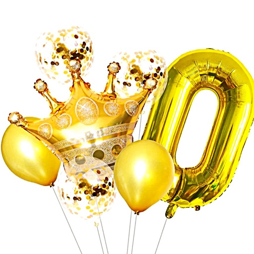 [JJJ253111] BOUQUET DE GLOBOS DORADO X5PCS 2