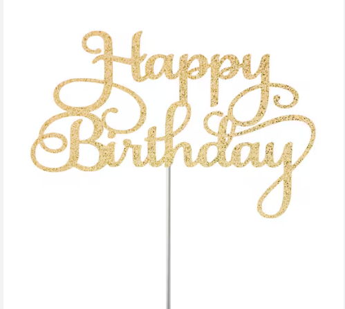 [JJJ253053] TOPPER TORTA PASTEL HAPPY BIRTHDAY DORADO