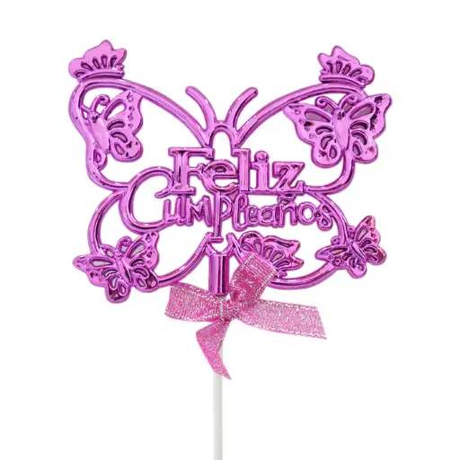 [JJJ253167] DECORACION TOPPER PASTEL CUMPLEAÑOS MORADO