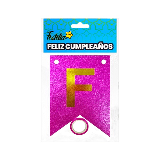 [JJJ251527] BANDERIN FELIZ CUMPLEAÑOS  ESCAR. FUCSIA 