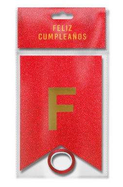 [JJJ251527] BANDERIN FELIZ CUMPLEAÑOS ESCAR. ROJO 