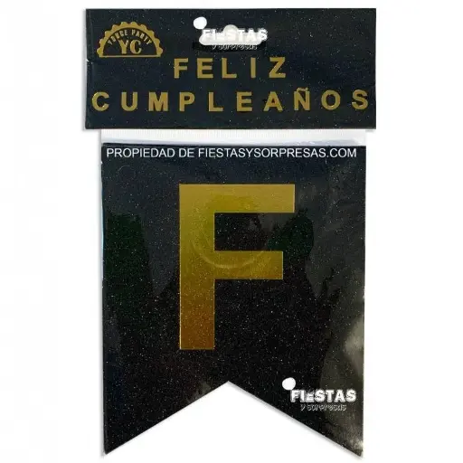 [JJJ251527] BANDERIN FELIZ CUMPLEAÑOS ESCAR. NEGRO 