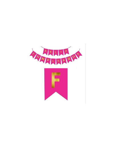 [JJJ251528] BANDERIN FELIZ CUMPLEAÑOS LISO FUCSIA