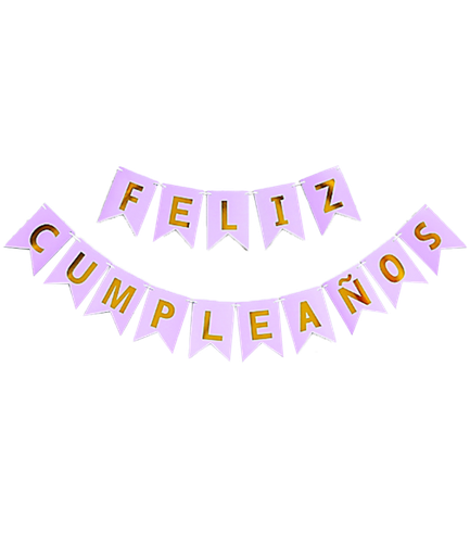 [JJJ251528] BANDERIN FELIZ CUMPLEAÑOS LISO LILA