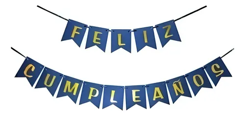 [JJJ251528] BANDERIN FELIZ CUMPLEAÑOS LISO AZUL OSCURO 